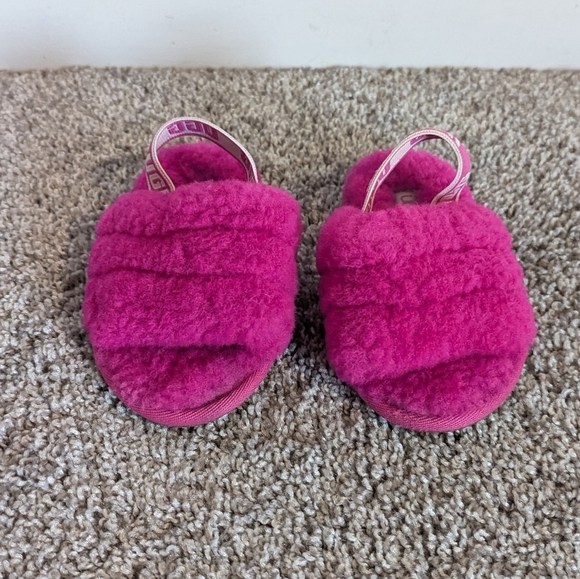 UGG Fluff Yeah Pink Baby Slide sz 7 - Picture 2 of 6